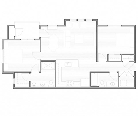 Floor plan for 2 beds, 2 baths, 952 sqft
